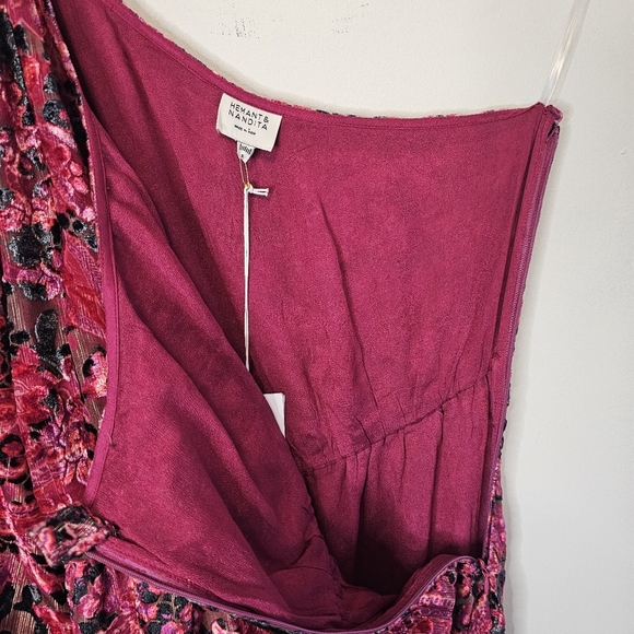 NWT Hemant and Nandita Mehr One-Shoulder Black Red Women's Dress Size Small - Picture 8 of 11